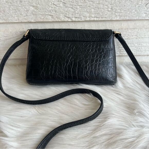 KATE SPADE Black Leather Croc Embossed Madison Knott Rosie Crossbody - Picture 8 of 11